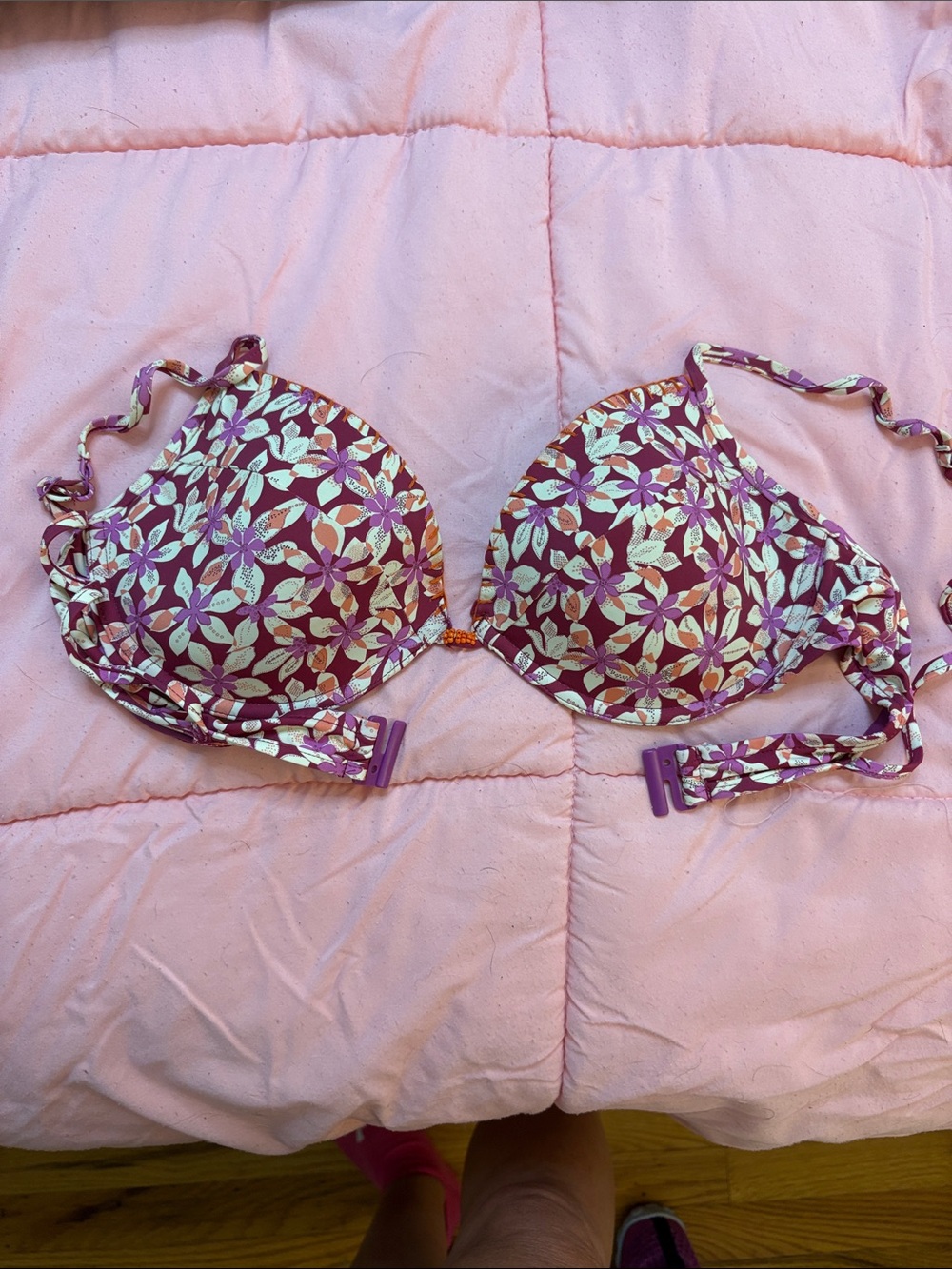 Floral Push-Up Bikini Top in Purple